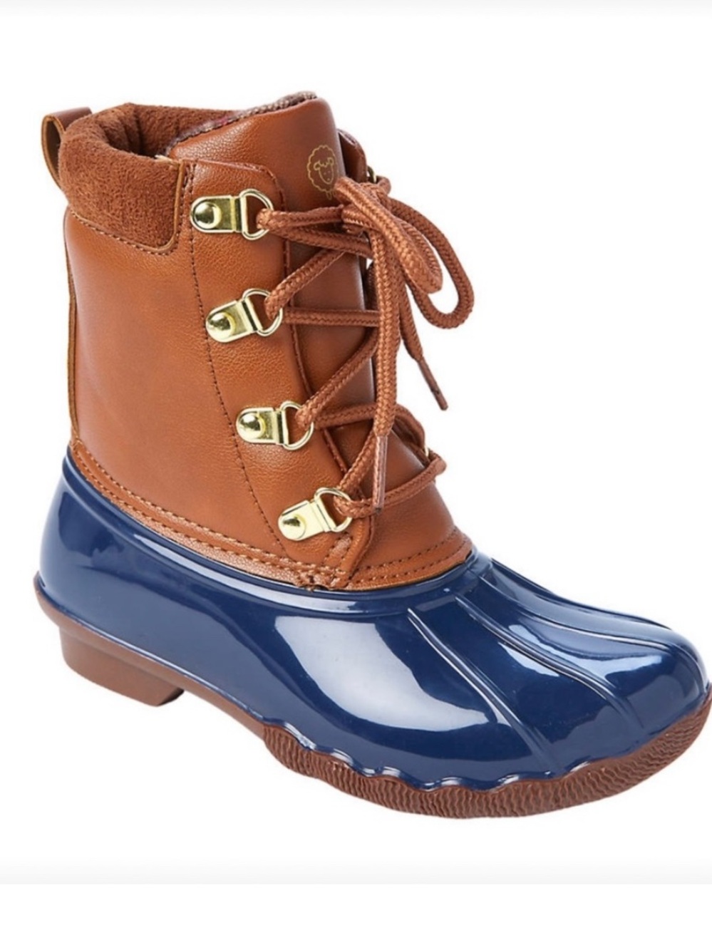 Adrienne Vittadini Kids Duck Boots Size 13 Navy Brown Waterproof Rain Boots